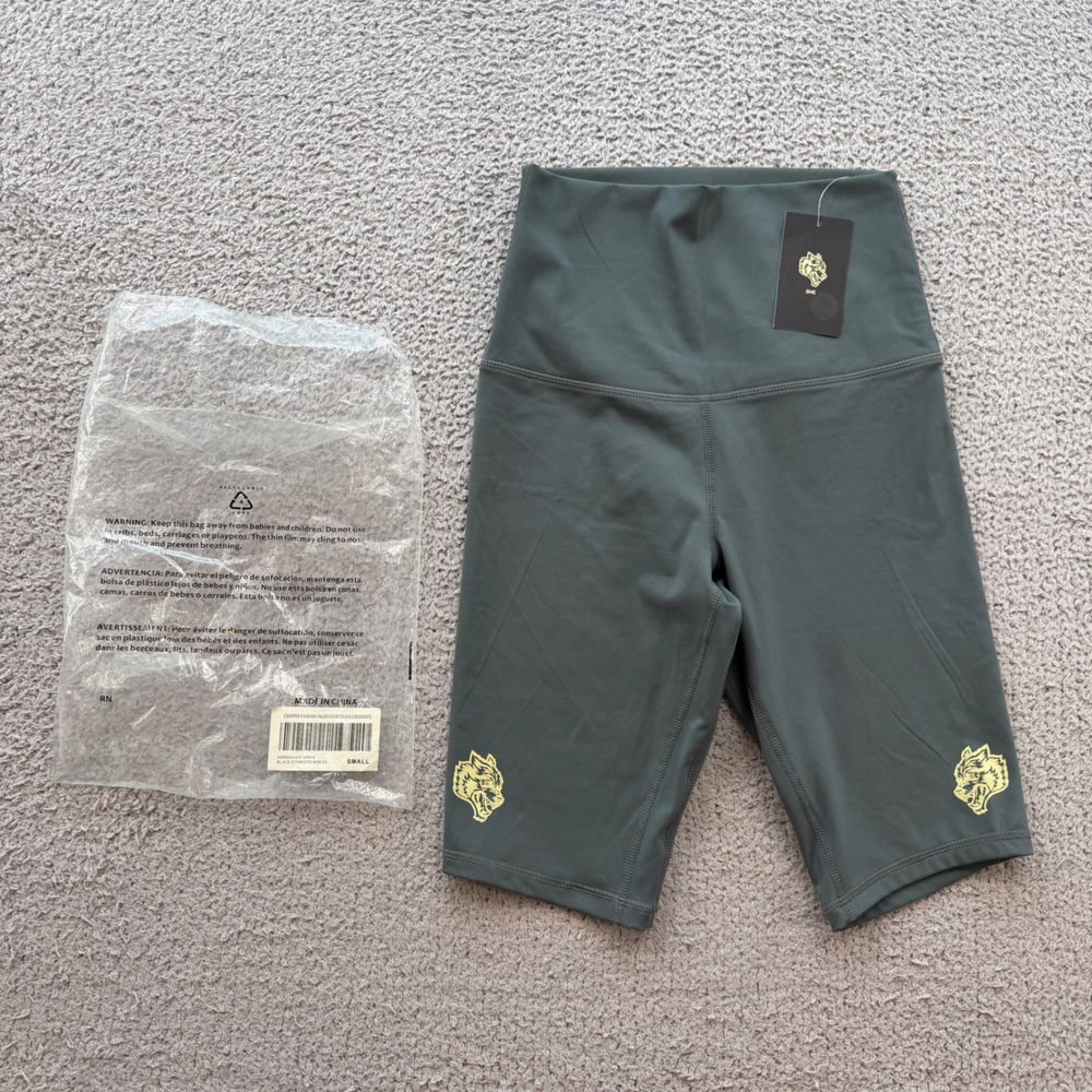 Darc Sport Wolves SHE Biker Shorts Gray Green High Waisted XS 4 of 500 Gym NWT